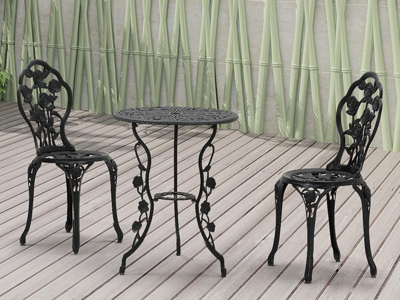 Cast aluminum bistro set, 3-Piece Cast Aluminum Patio Bistro Table, Outdoor Set Rust-Resistant Table Set  YQA-835
