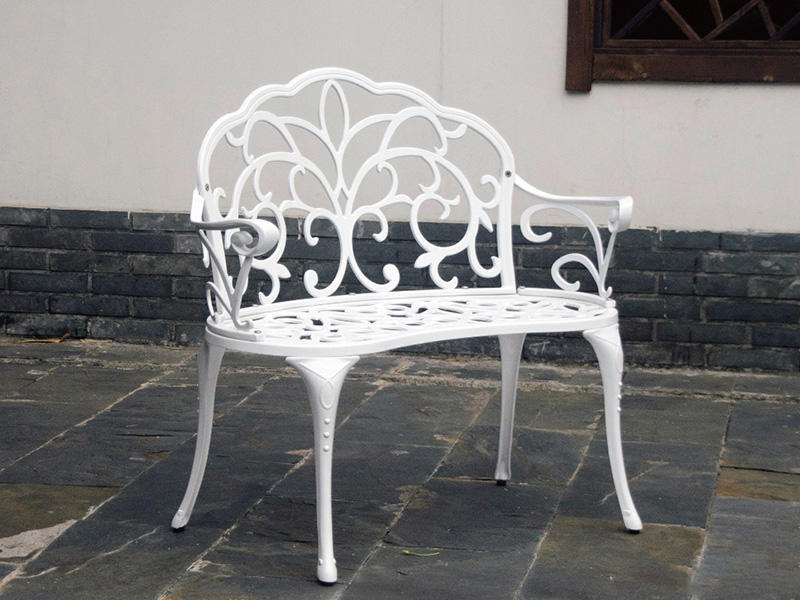 Outdoor white patio bench cast aluminum garden leisure chair YQA-83602