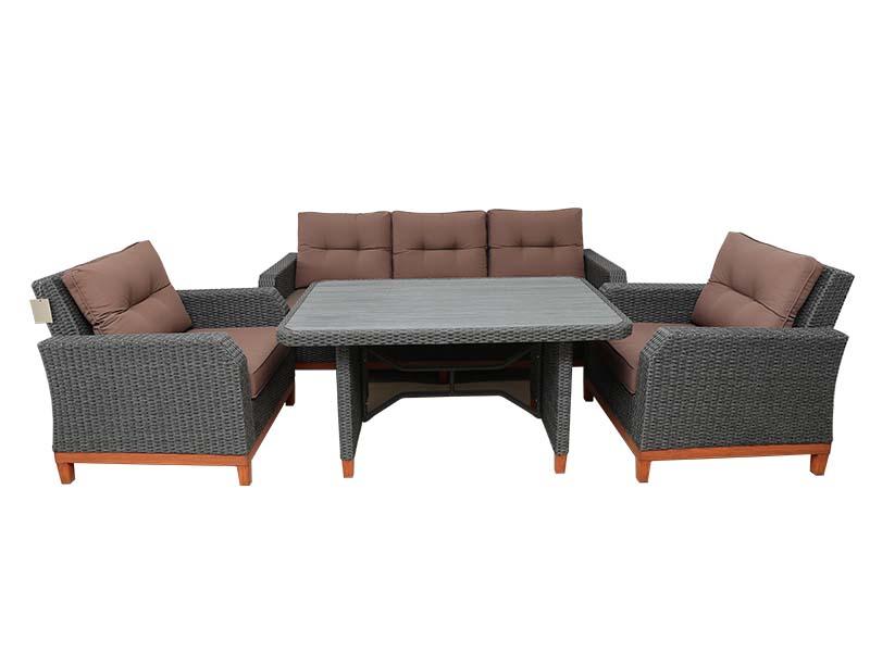 4pcs rattan dining sofa set, comfortable outdoor dining furniture