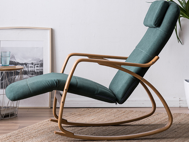 Single Sofa Indoor Outdoor Modern Wooden Floor Fabric Rocking Chair, Recliner Chair  YQ-K1013