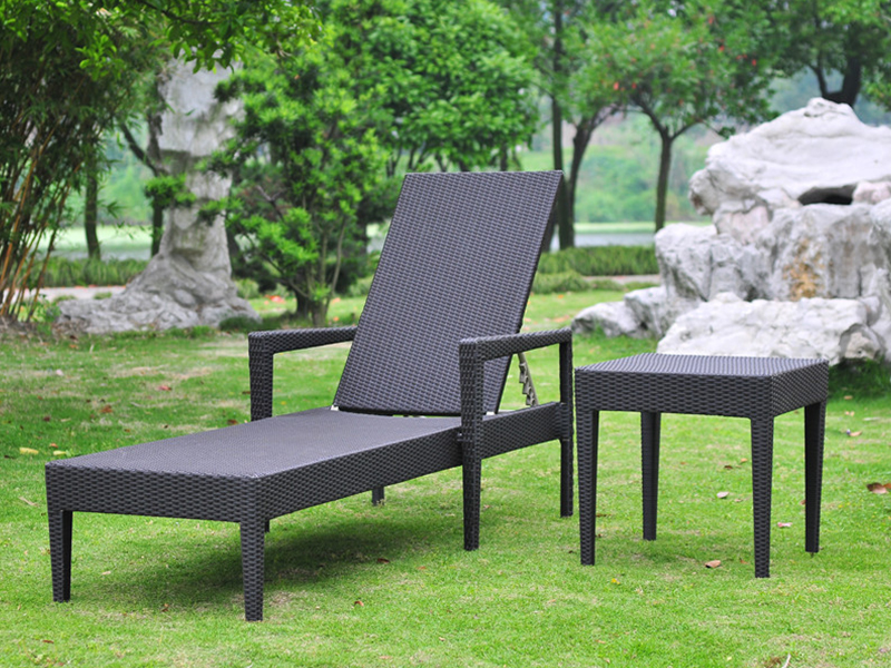 aluminum rattan lounge, outdoor hand-weaving daybed, synthetic rattan bed YQ-RB-416