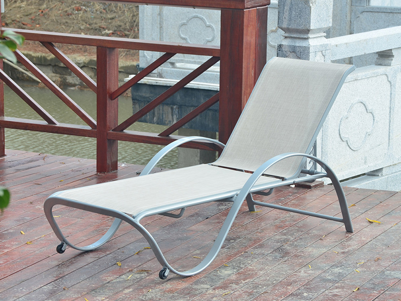 outdoor sun lounge, Aluminum Sling Sun Lounger, Reclining Beach Sun Lounger YQ-TB-431B