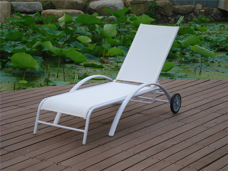 outdoor lounge with wheels, mesh fabric lounger YQ-TB-436