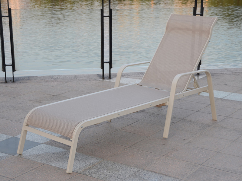 Beach Hotel Furniture Poolside Teslin Fabric Reclining Chair Adjustable Aluminum Reclinable Chair  YQ-TB-443
