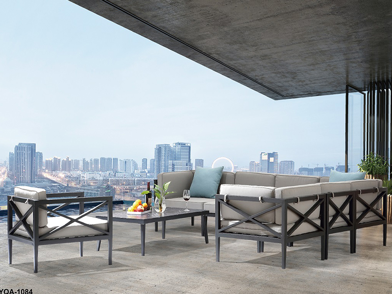 sectional aluminum furniture; villa, hotel, apartment outdoor sofa YQA-1084