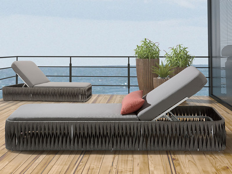 back Adjustable sun daybed, lounge, Outdoor Sun Lounger Beach hotel Rope Sunbed YQC-2092-C