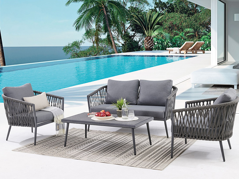 Luxury Style Hotel Garden Backyard Patio Aluminum Rope Outdoor Sofas Set Furniture YQC-2714