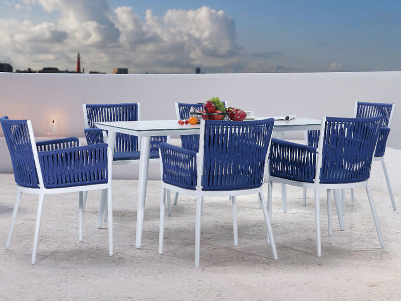 aluminium woven strap garden furniture, outdoor dining set YQC-2790