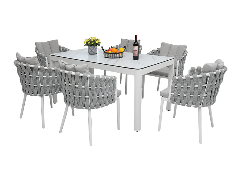 rope woven dining table chair set YQC-2795