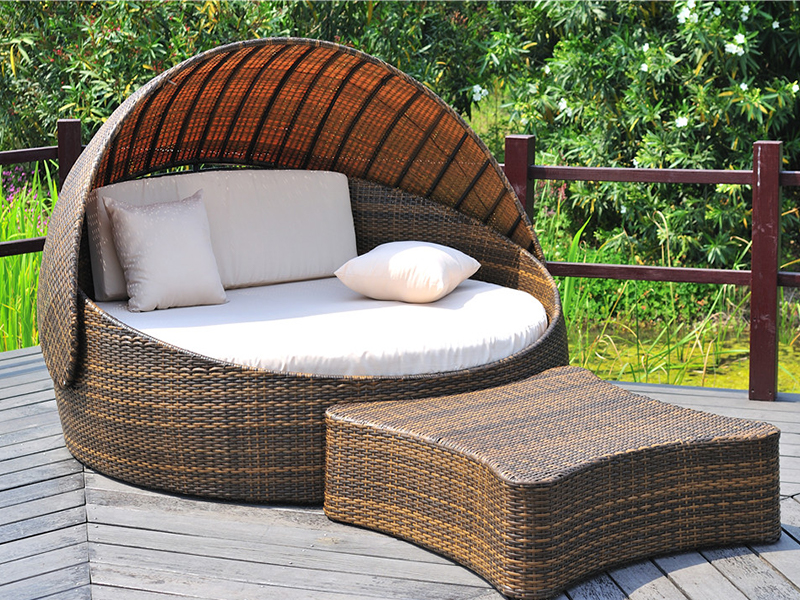 outdoor rattan bed, big outdoor leisure day bed YQR-192