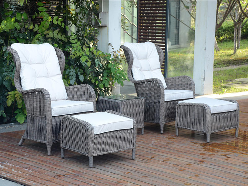 5pcs aluminum rattan sofa, outdoor rattan chair with footrest, leisure sofa set YQR-306A