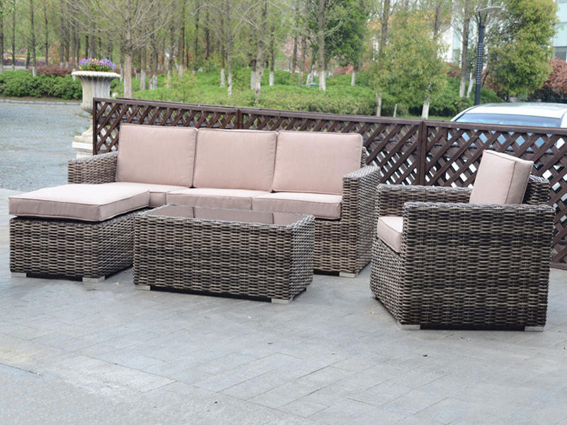 outdoor rattan sofa,aluminum sofa, half round rattan hand-woven sofa set, lounge sofa YQR-396B