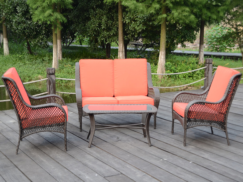 KD design rattan furniture, big size outdoor sofa, steel frame garden set YQR-412