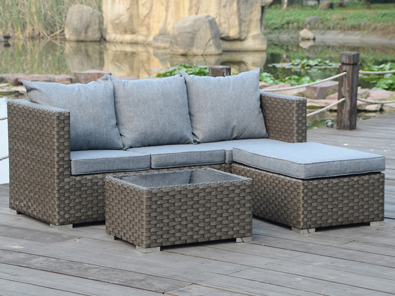 simple 3pcs rattan sofa set, aluminum frame leisure outdoor furniture YQR-428
