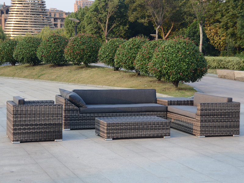 Rattan Garden Lounge Sofa Chair Set, Patio Wicker Furniture 5pcs, YQR-479