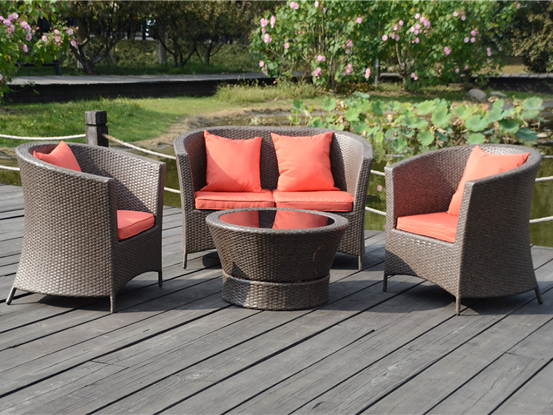classic rattan furniture, 4pcs rattan sofa set, outdoor leisure furniture YQR-480